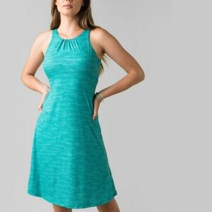 Prana NWT Women's Teal Riptide Skypath Sleeveless Built In Bra Midi Dress